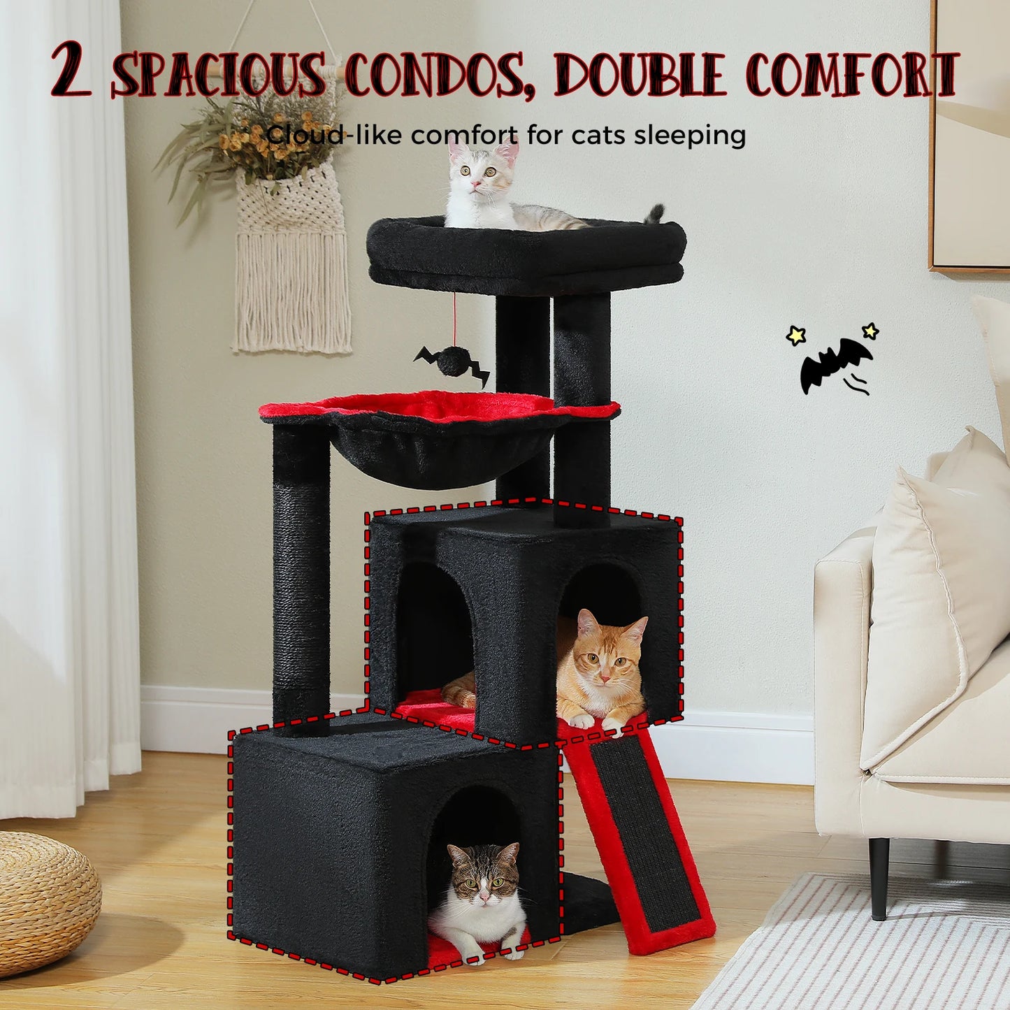 PEQULTICN Large Cat Tree Indoor Multi-Level Tower With Scratching Post
