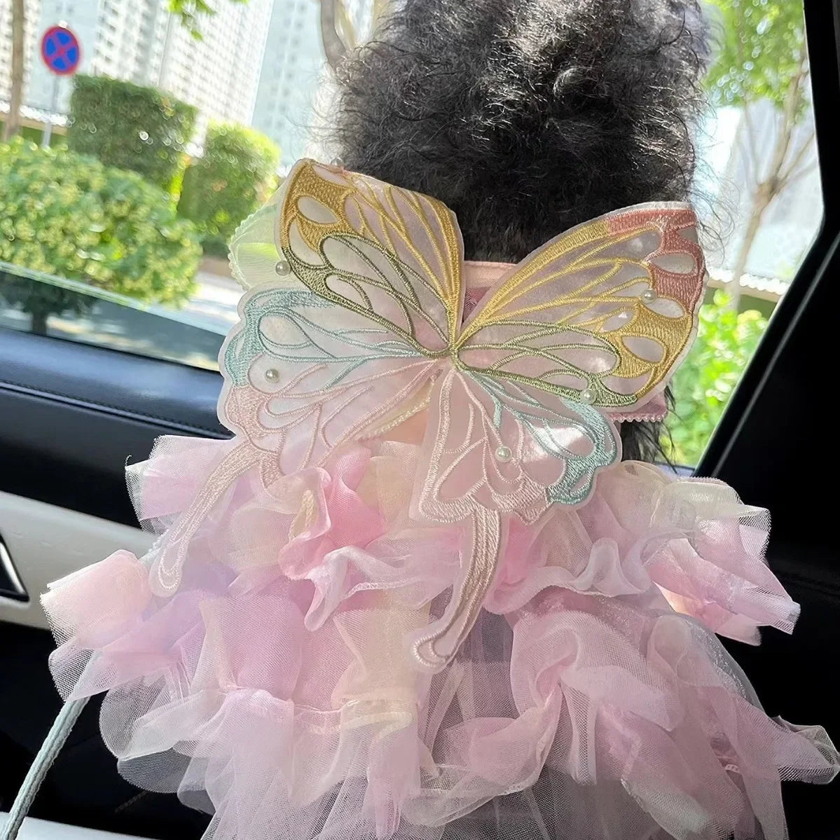 Dog Cat Princess Dress With Lace Skirt Stripe Pattern Apparel