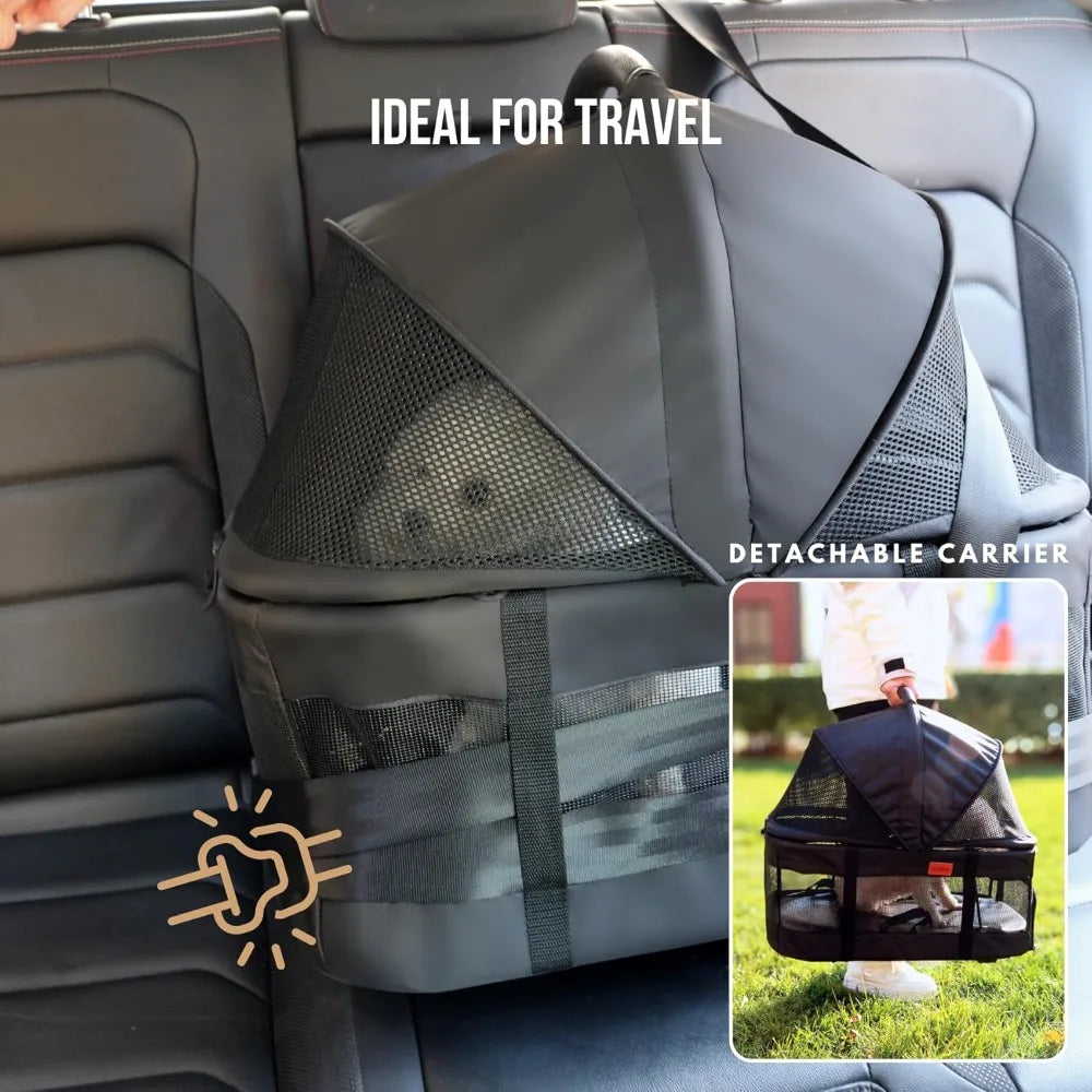 XMSJ 3-in-1 Pet Stroller Detachable Carrier Lightweight Foldable