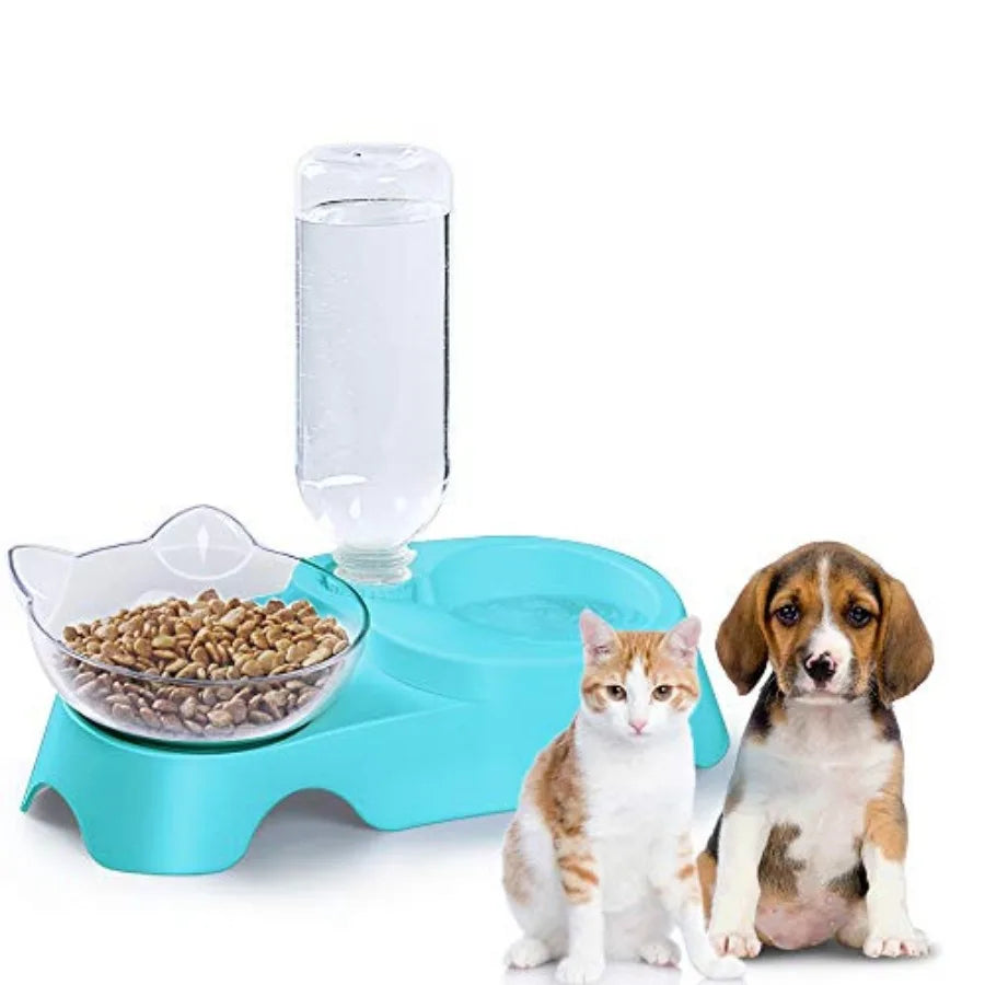 Double Dog Cat Bowls Pet Water and Food Tilted Set