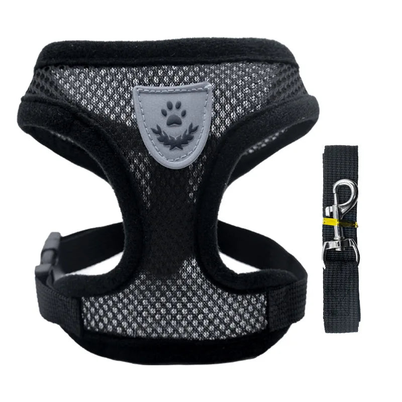Dog Harness Leash Adjustable Mesh Vest For Walking Pets Daily