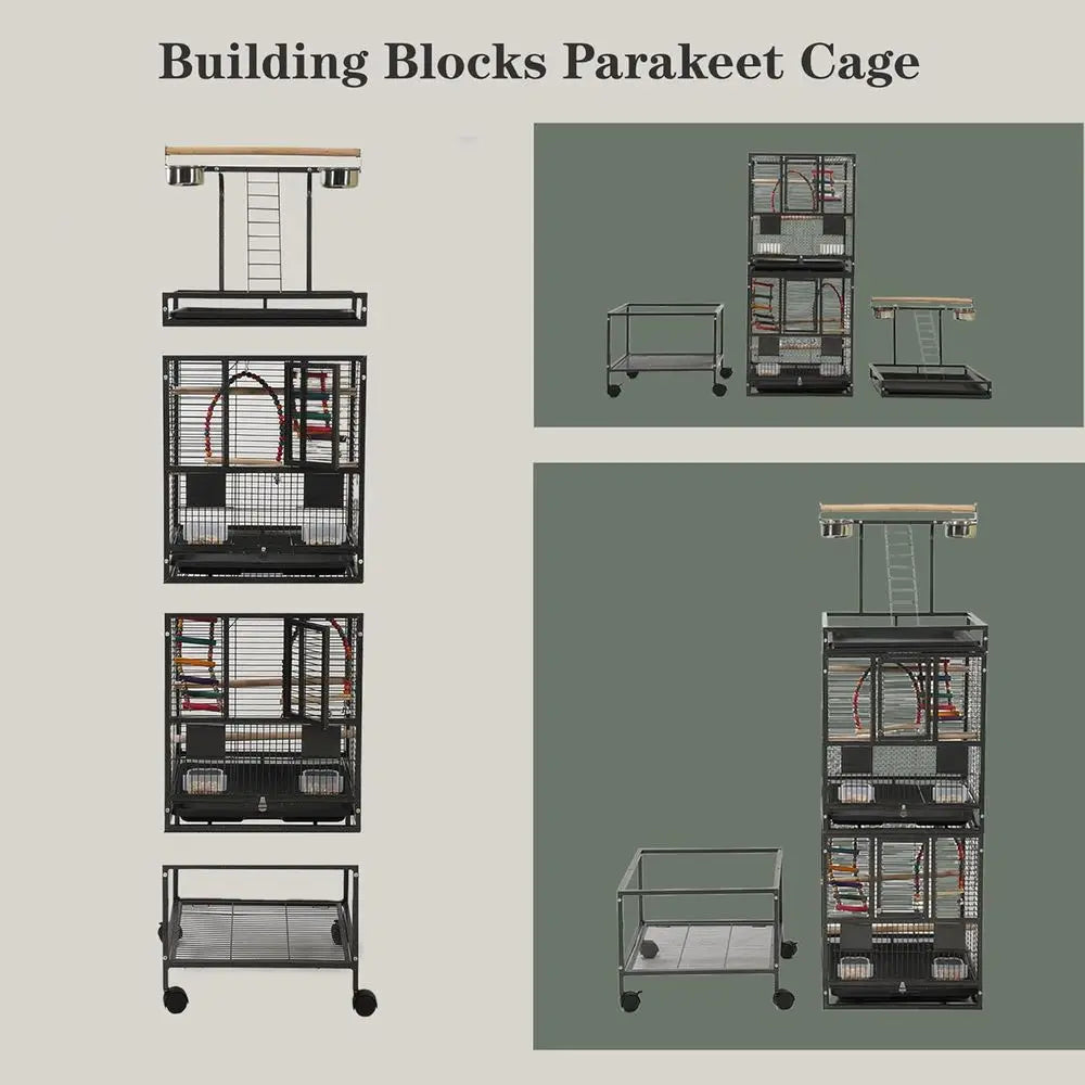 Double Parakeet Cage Stackable Divider For Medium Birds