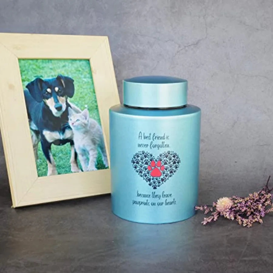 Stainless Steel Pet Urn for Ashes Memorial Keepsake for Dogs and Cats