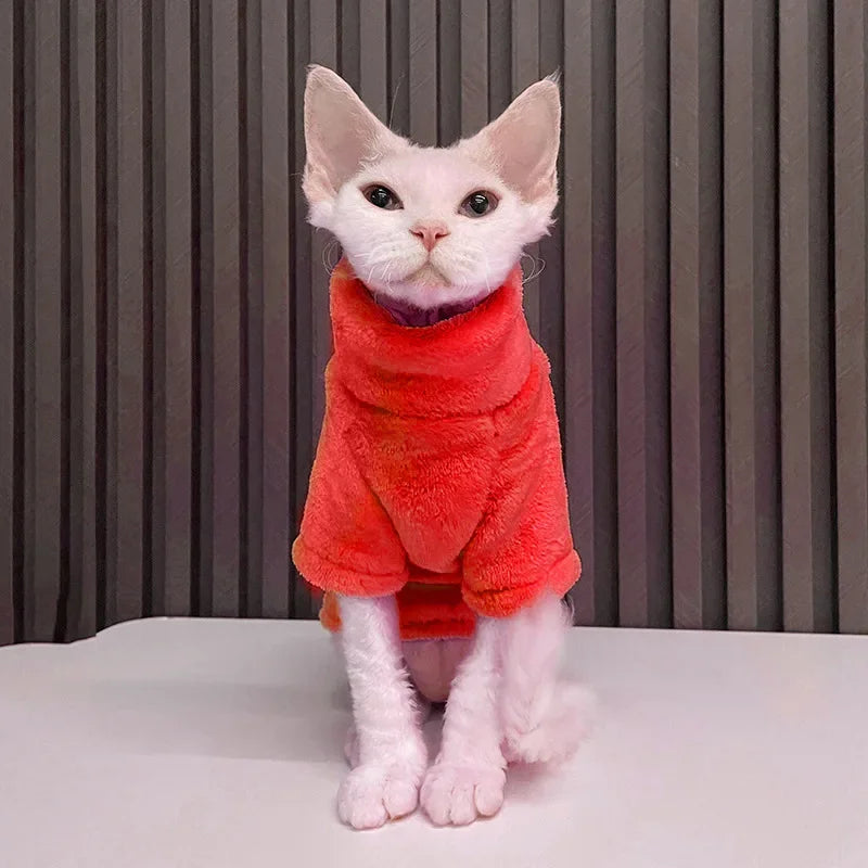Hairless Sphynx Cat Winter Vest Sweater Warm Thickening