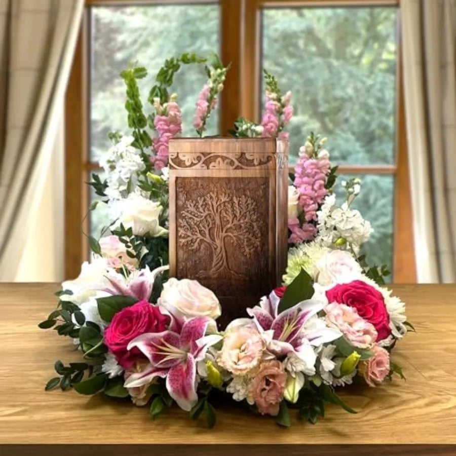 Wooden Tree Of Life Cremation Urn For Human And Pets