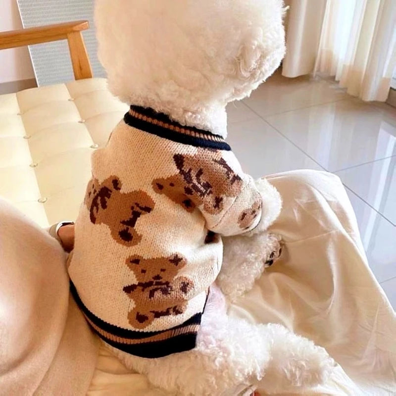 Striped Cardigan Dog Coat For Chihuahua And Bichon Frise