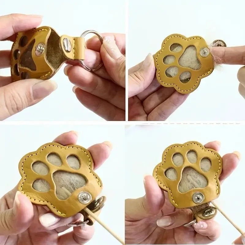 Button Leather Memorial Pet Hair Keepsake Keychain for Pet Fur