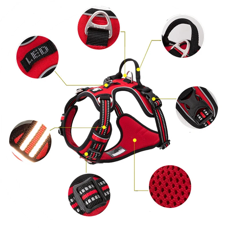 Winhyepet Reflective Training Dog Harness Nylon Padding Vest