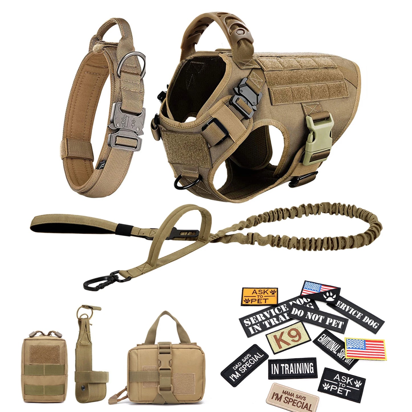 Petravel Military Dog Harness Vest Kit With Leash And Patches