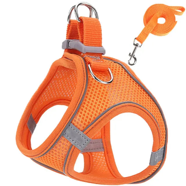 Reflective Cat Harness And Leash Set Adjustable For Cats And Small Dogs