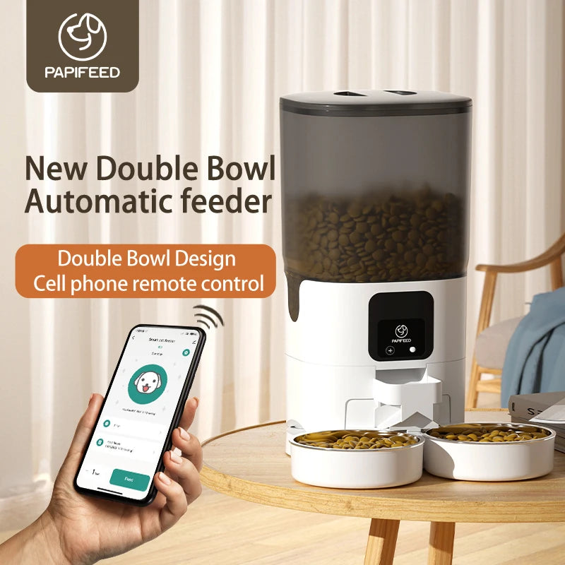 PAPIFEED Smart Double Bowl Automatic Pet Feeder With WiFi Timer