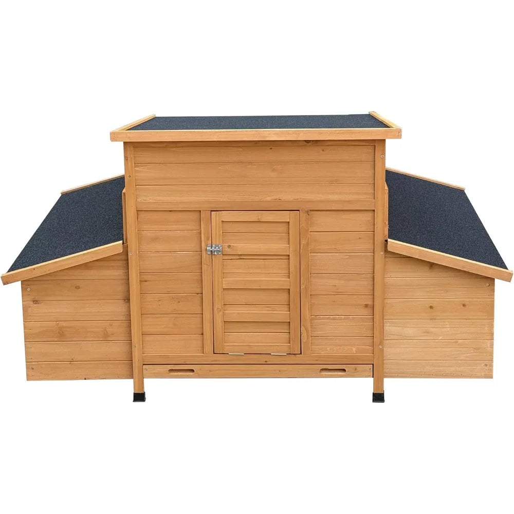 XMSJ Wooden Chicken Coop with Six Nesting Boxes Outdoor Henhouse