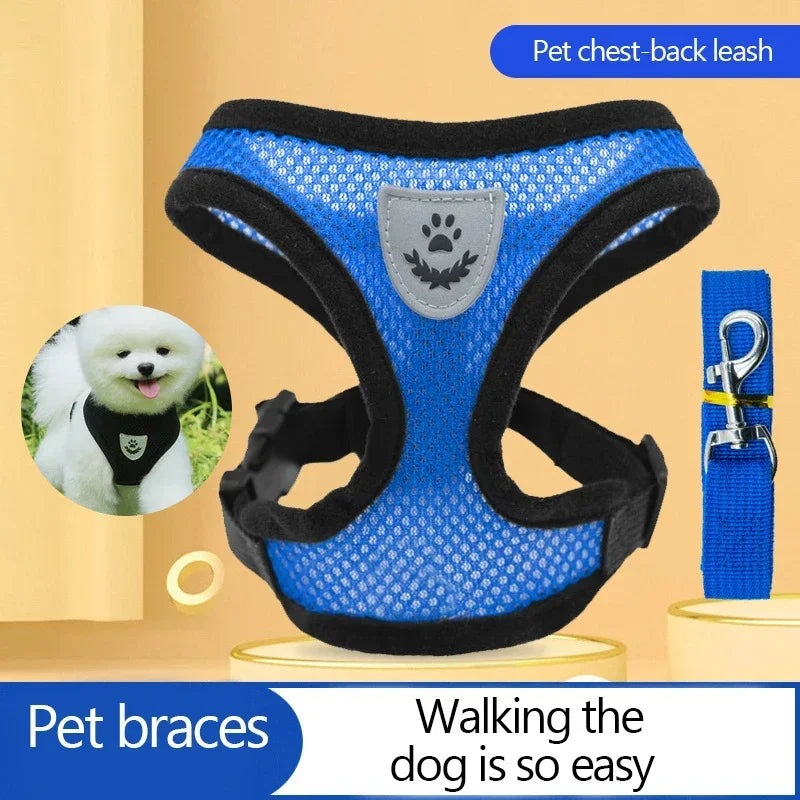 NONECN Polyester Mesh Cat Harness Vest With Adjustable Leash