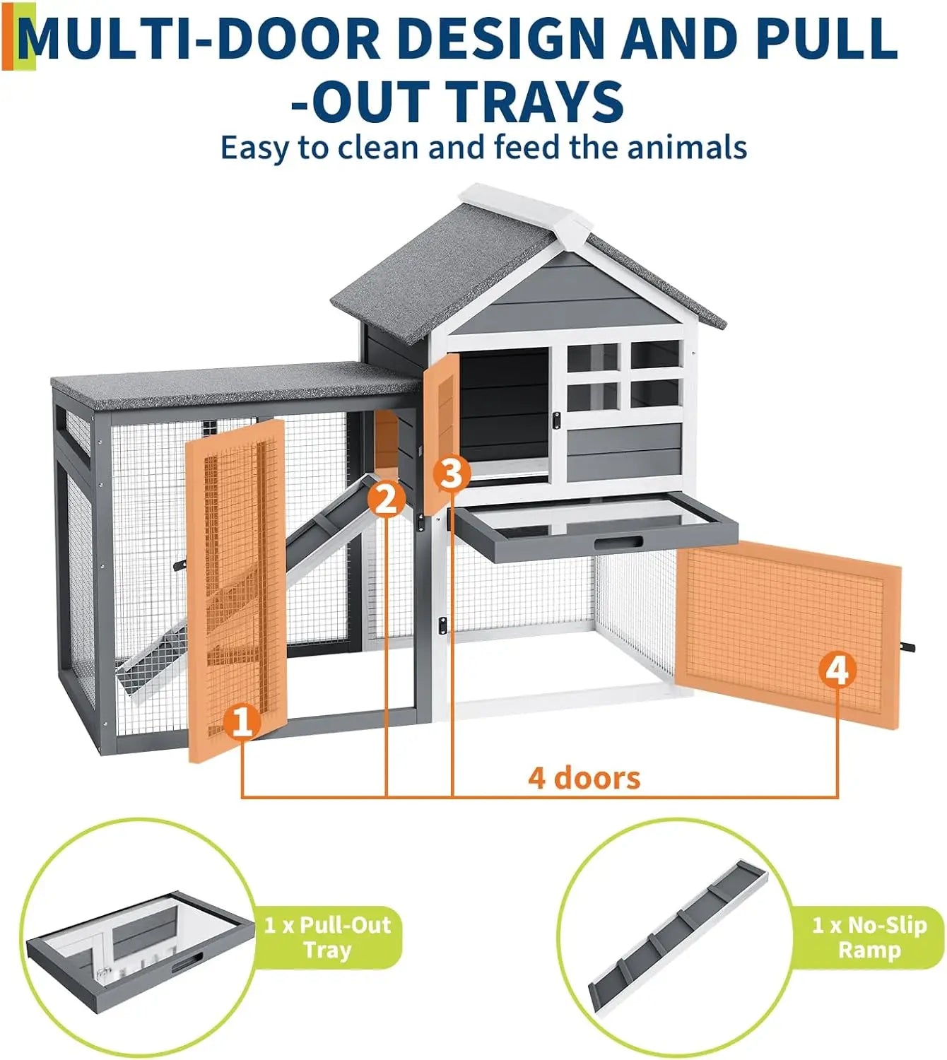HiMISSCN Two Story Rabbit Hutch Indoor Outdoor Chicken Coop