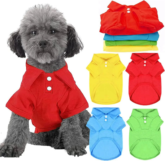Zhejiang 4 Pack Collared Polo Dog Shirts Breathable Polo T Shirts for Small Medium Dogs and Cats