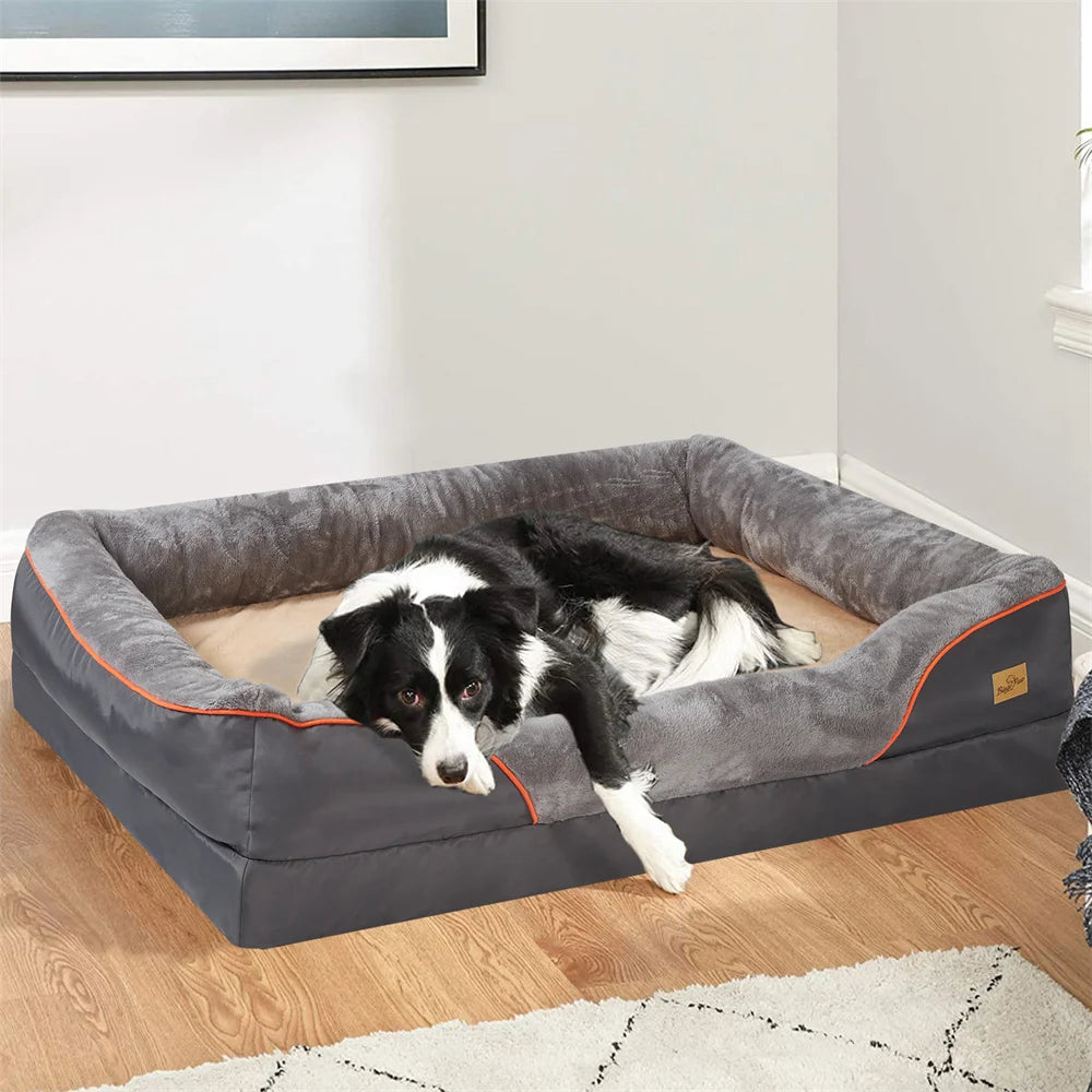 BORWARTCN Orthopedic MemoryFoam Companion Pet Bed With Removable Waterproof Cover