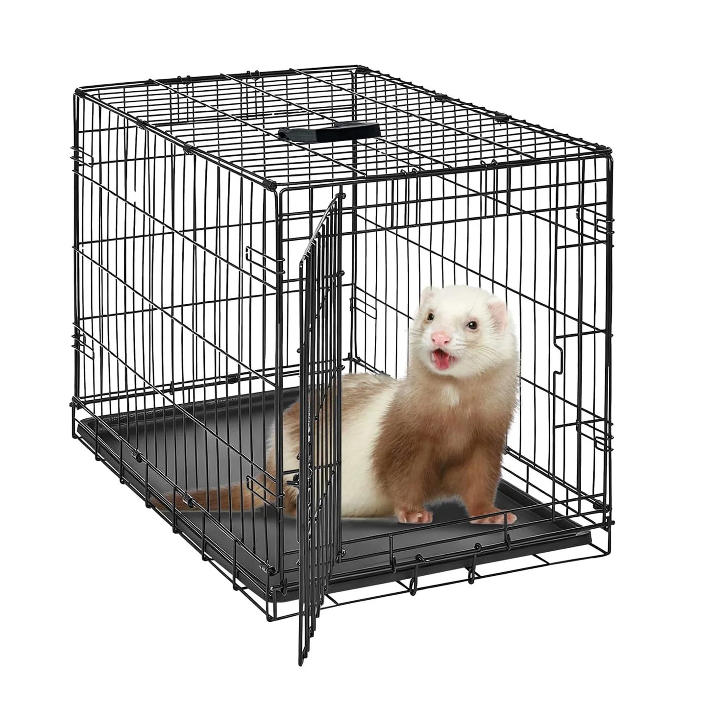 HiMISSCN Folding Metal Pet Cage For Dogs Cats Rabbits Chinchilla