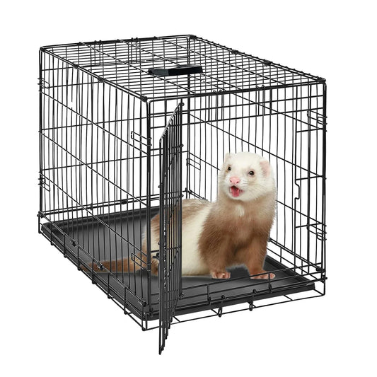 HiMISSCN Folding Metal Pet Cage For Dogs Cats Rabbits Chinchilla