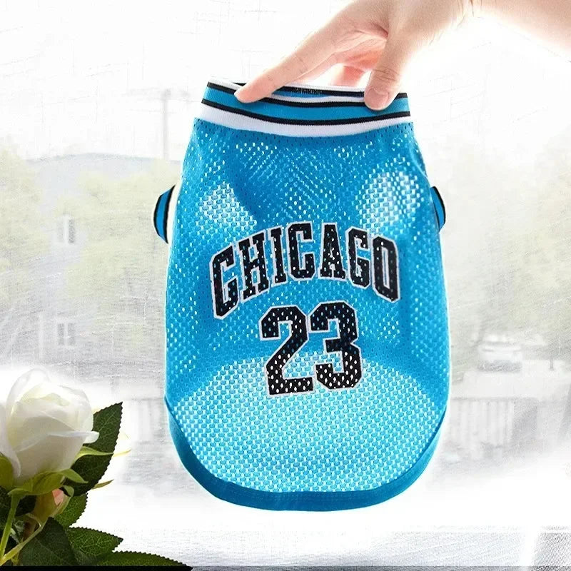 Dog Basketball Jersey Summer Pet Clothes Mesh Breathable Vest