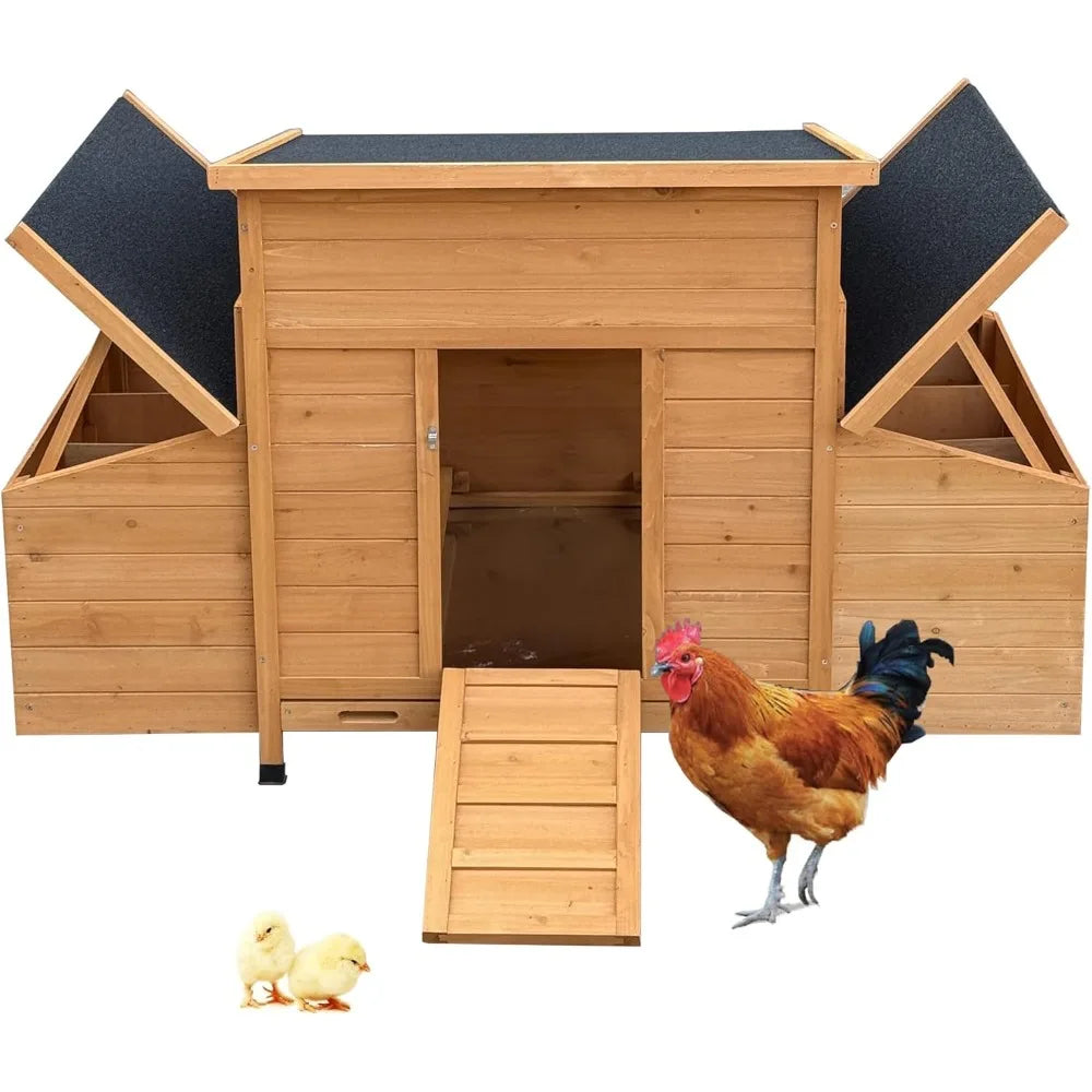 XMSJ Wooden Chicken Coop with Six Nesting Boxes Outdoor Henhouse