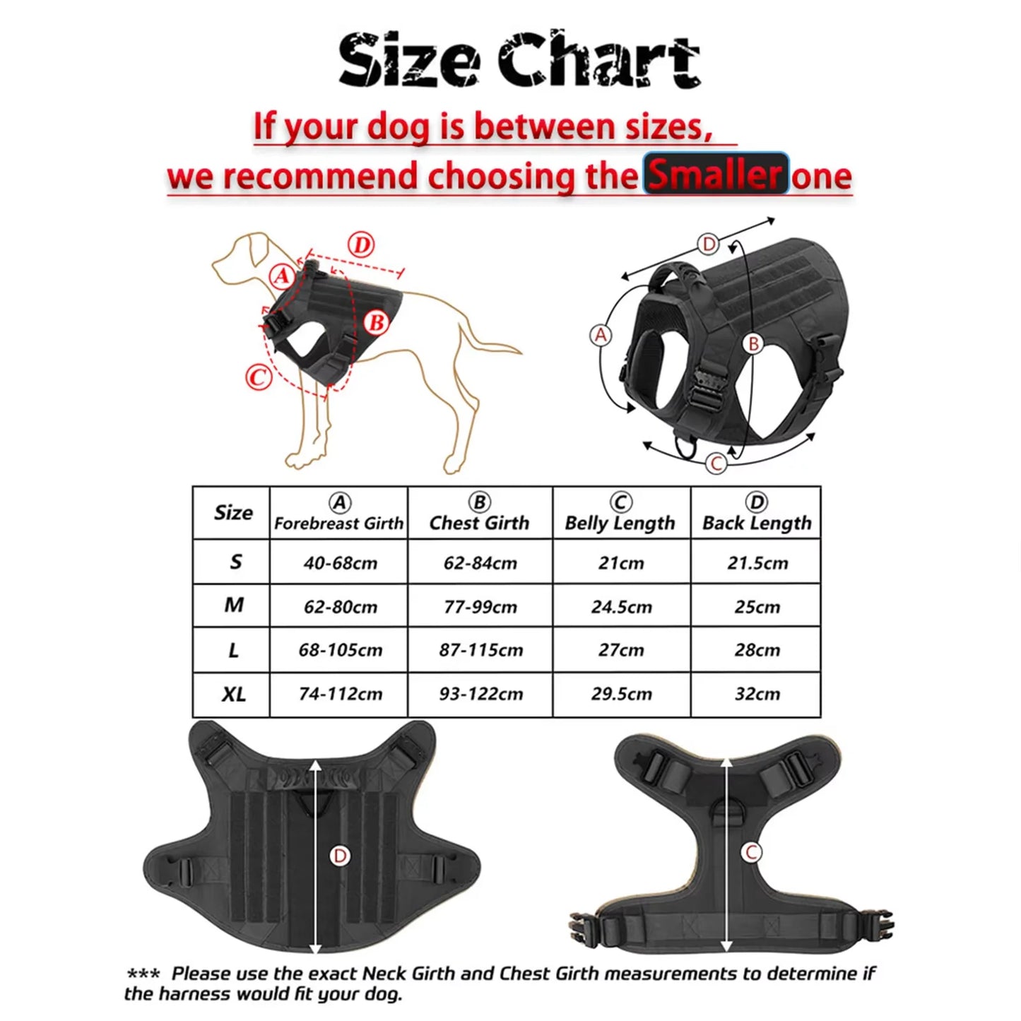 Tactical Dog Harness And Leash Set Padded Quick Release Buckle