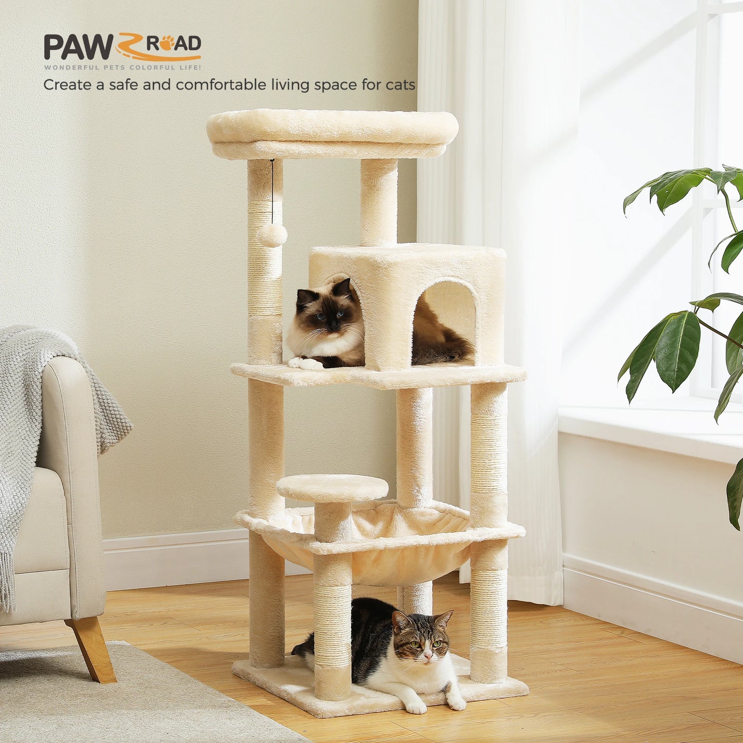 PETEPELACN Cat Tree Indoor Cats Five Level Tower