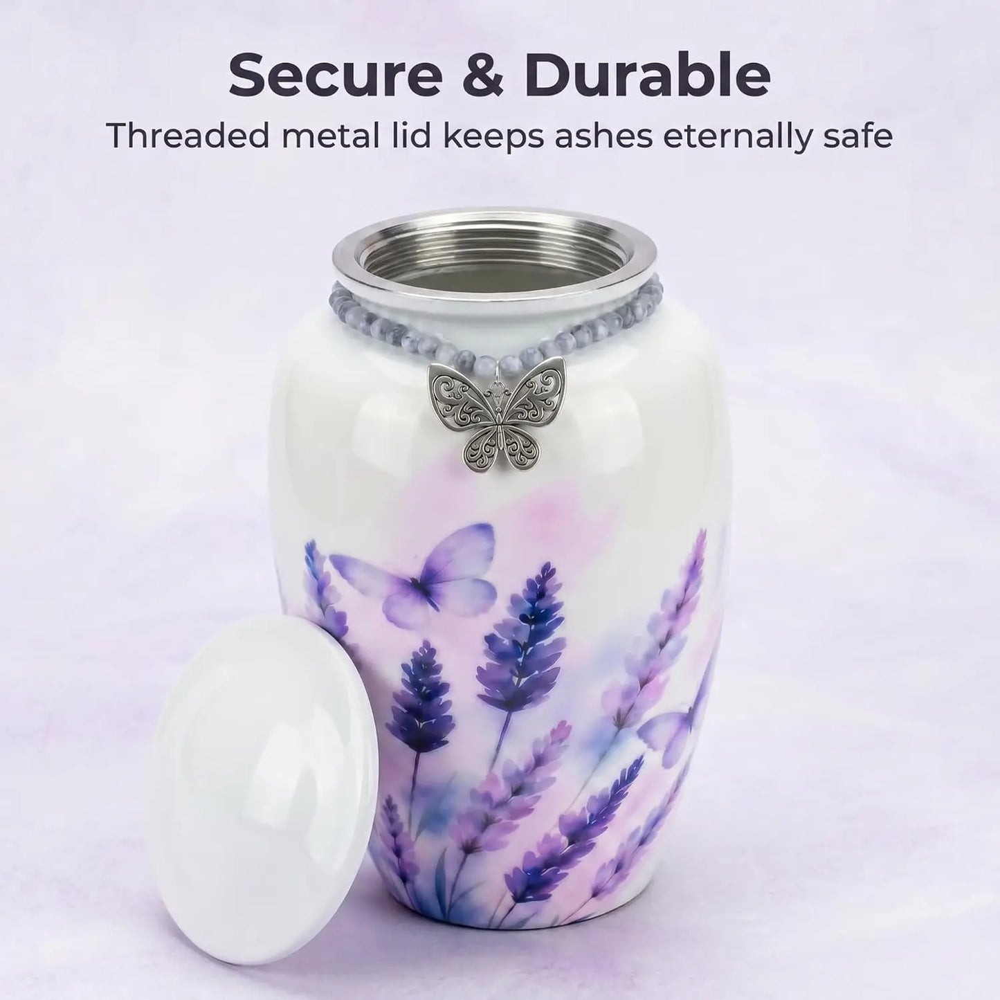 Butterfly Metal Cremation Urn for Women with Memorial Charm Ashes