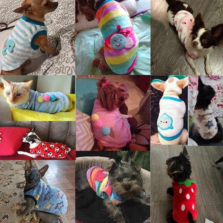 Cute Dog Winter Vest Soft Flannel Puffer Jacket For Dogs