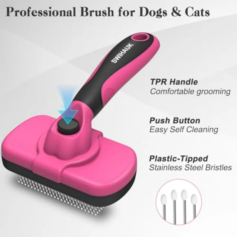 Self Cleaning Slicker Brush for Dogs and Cats Deshedding Grooming