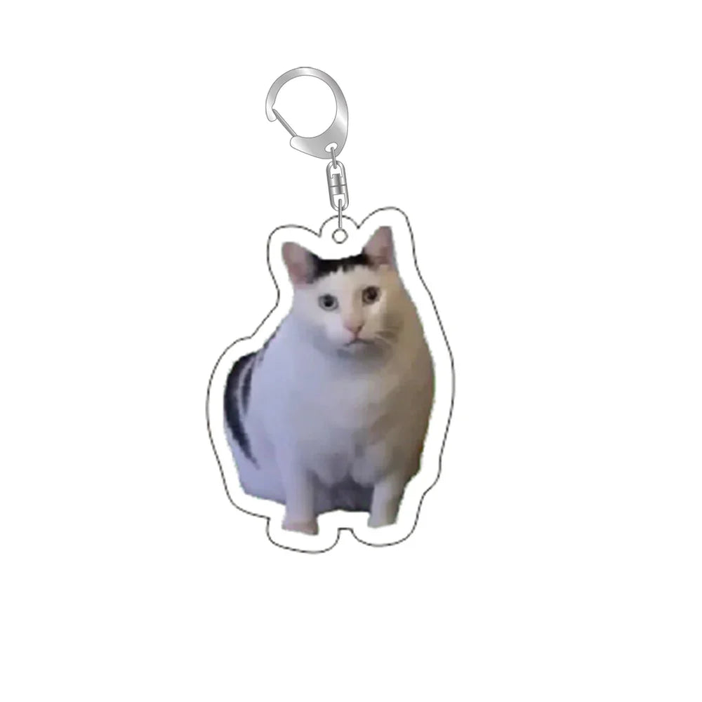 Button Bread Popping Cat Meow Meme Keychain Pendant