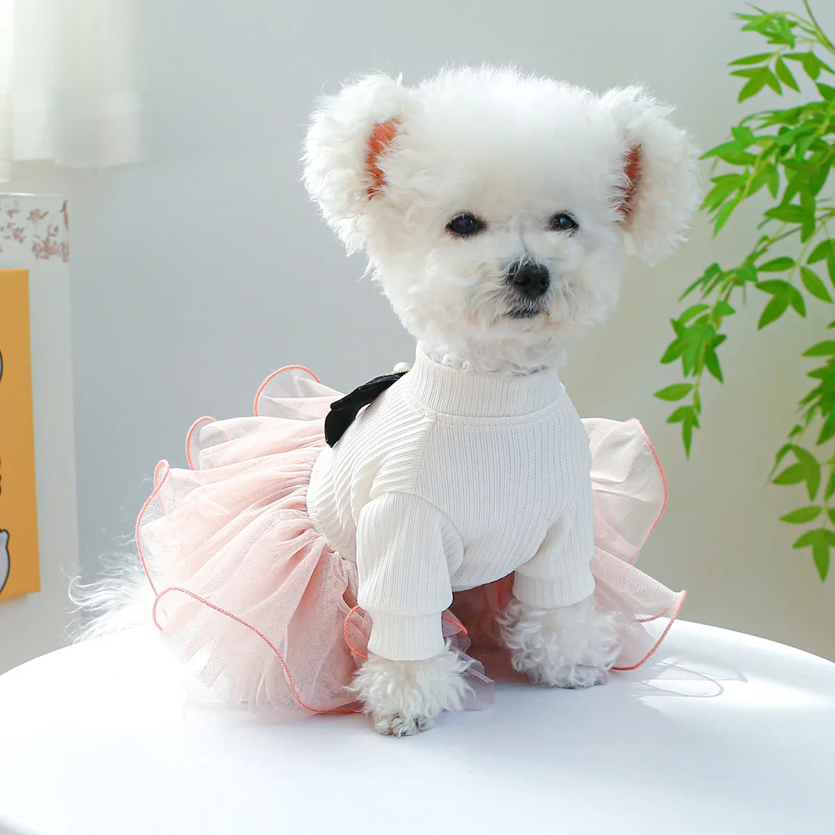 Christmas Dog Dresses Winter Pet Clothing Plaid Skirt