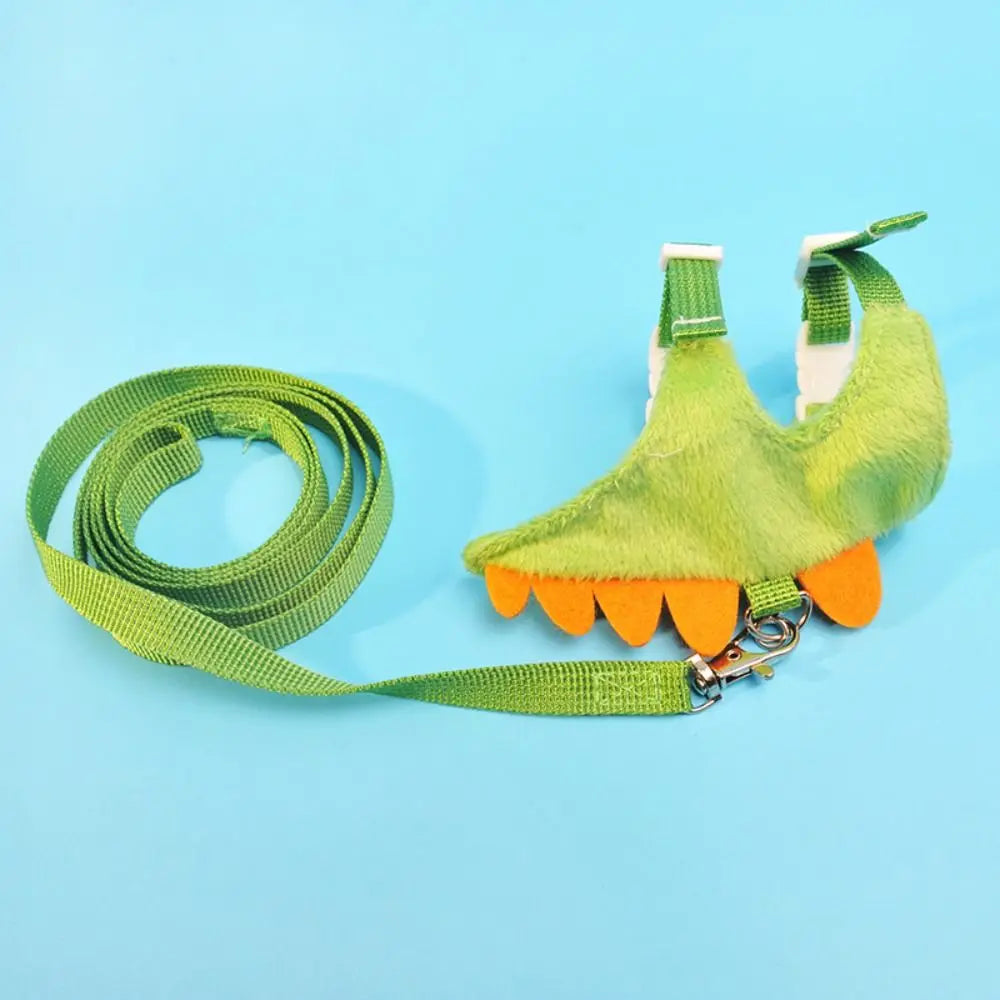 Soft Flannel Ferret Harness With Dragon Design And Traction Rope