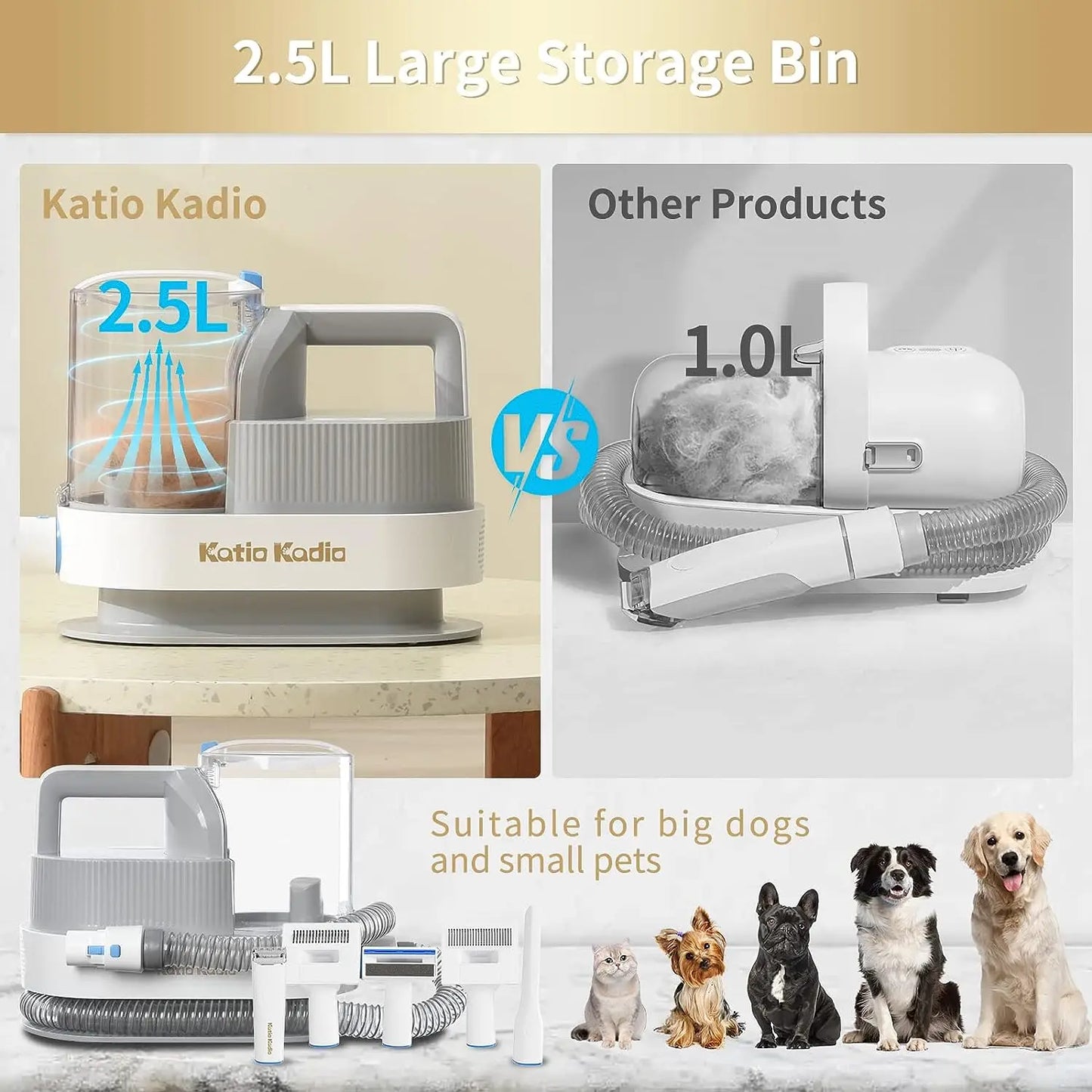 AUKYGGU Pet Grooming Kit 5In1 With Low Noise Vacuum