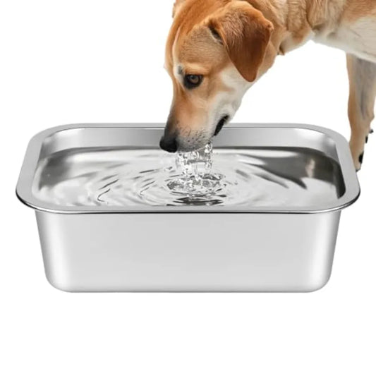 Stainless Steel Dog Water Bowl No Spill Outdoor Feeder Dish