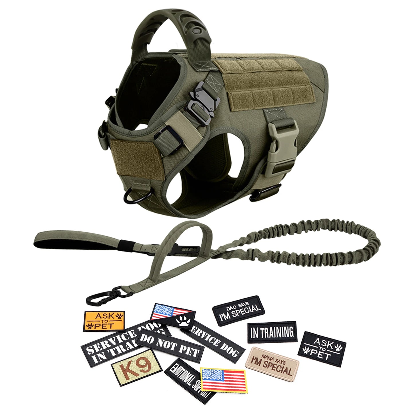 Petravel Military Dog Harness Vest Kit With Leash And Patches
