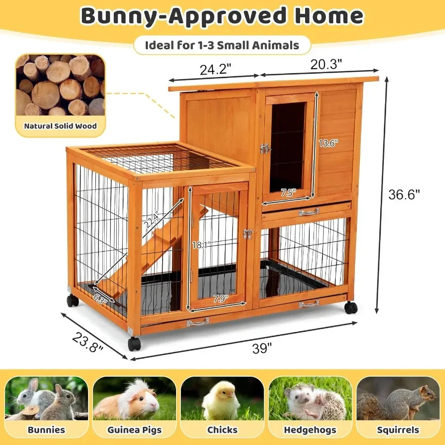Guangdong Wooden Rabbit Cage On Wheels