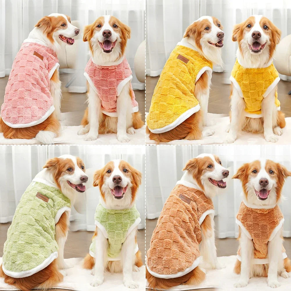 NONECN Flannel Dog Winter Sweater Coat For Pets Warm Comfort