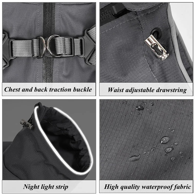 NONE Dog Raincoat With Harness Waterproof Jacket Reflective Strips