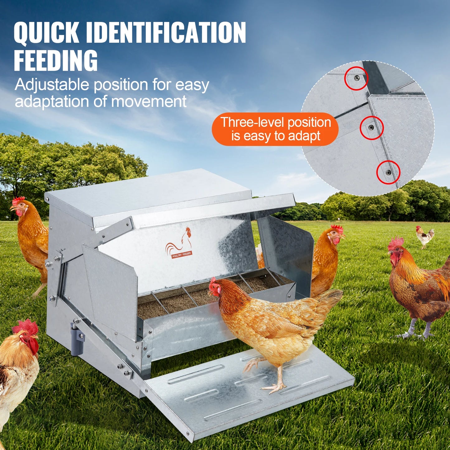 SucceBuy Automatic Chicken Feeder Galvanized Steel