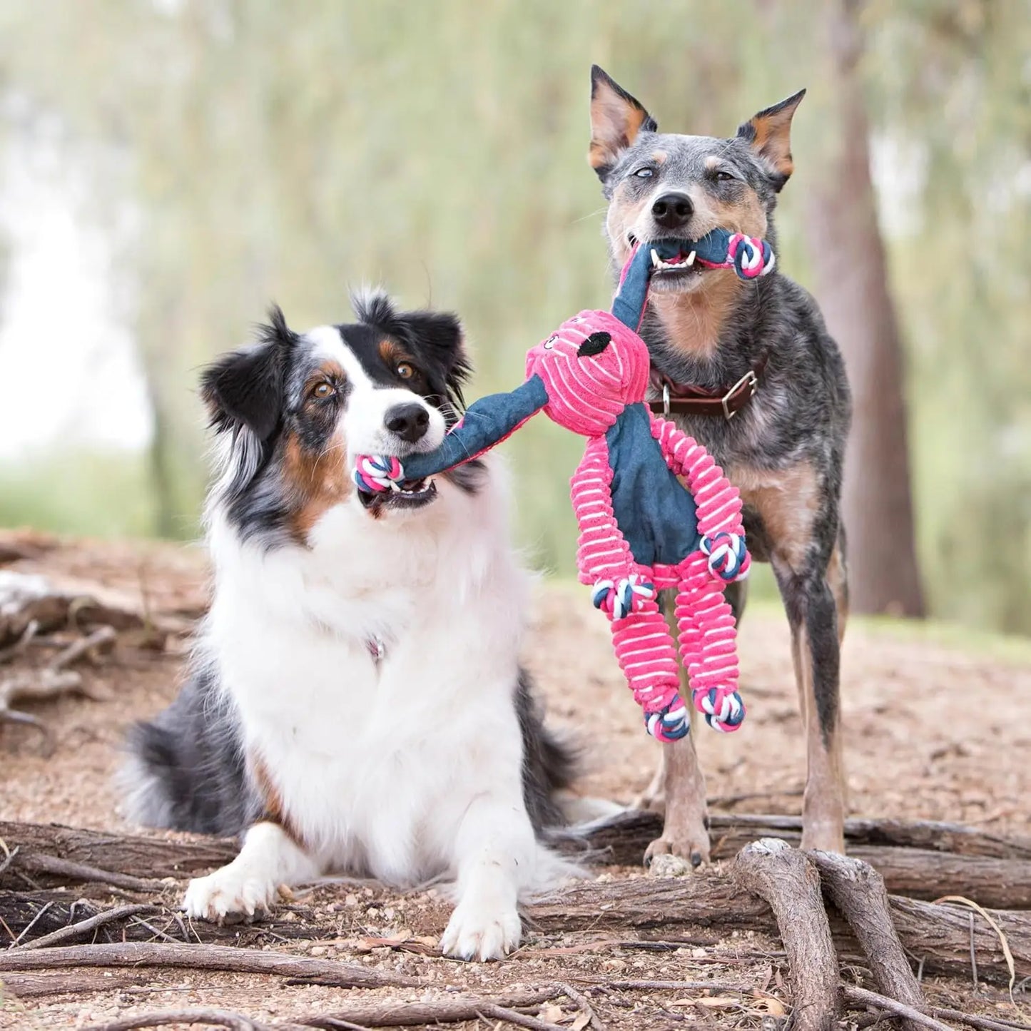 Knotted Rope Tug Toy With Squeakers Minimal Stuffing For Dogs
