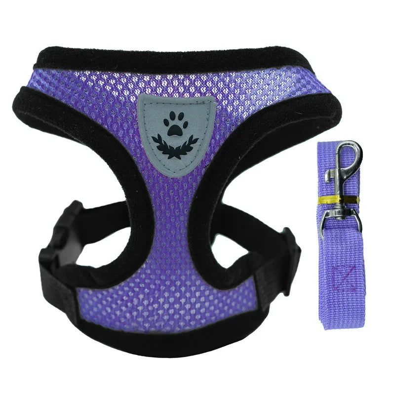 Dog Harness Leash Adjustable Mesh Vest For Walking Pets Daily