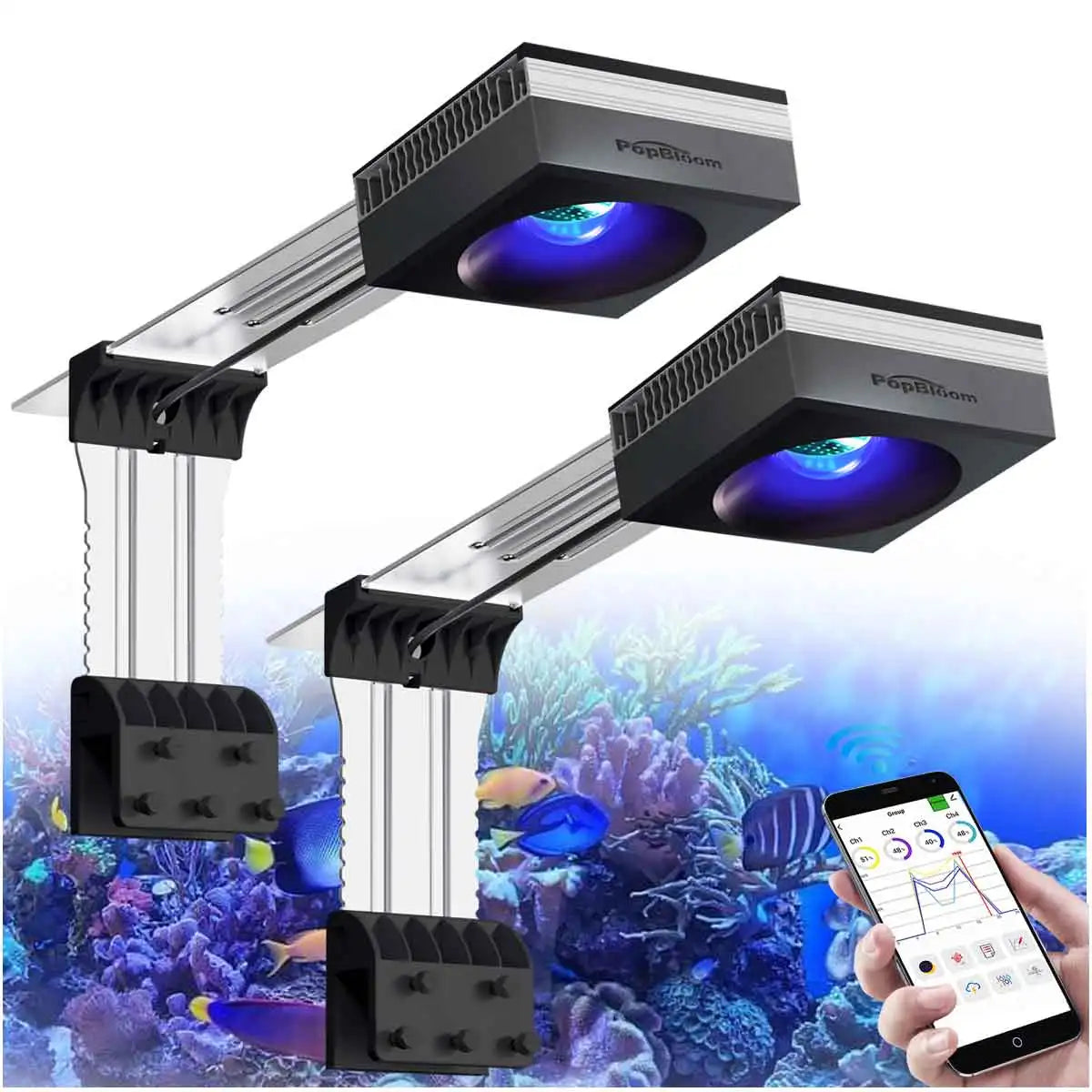 PopBloom RL90 WiFi Reef Aquarium Light 100W Full Spectrum