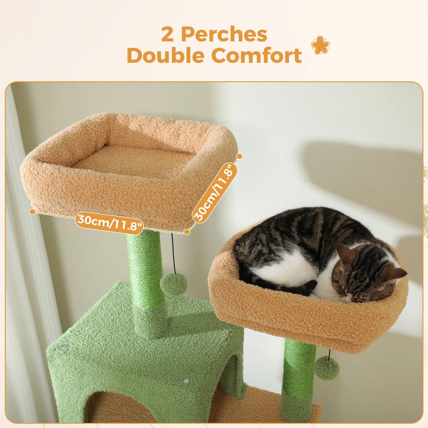 PEQULTI Multi Level Cat Tree Tower Scratching Posts Hammock Condo