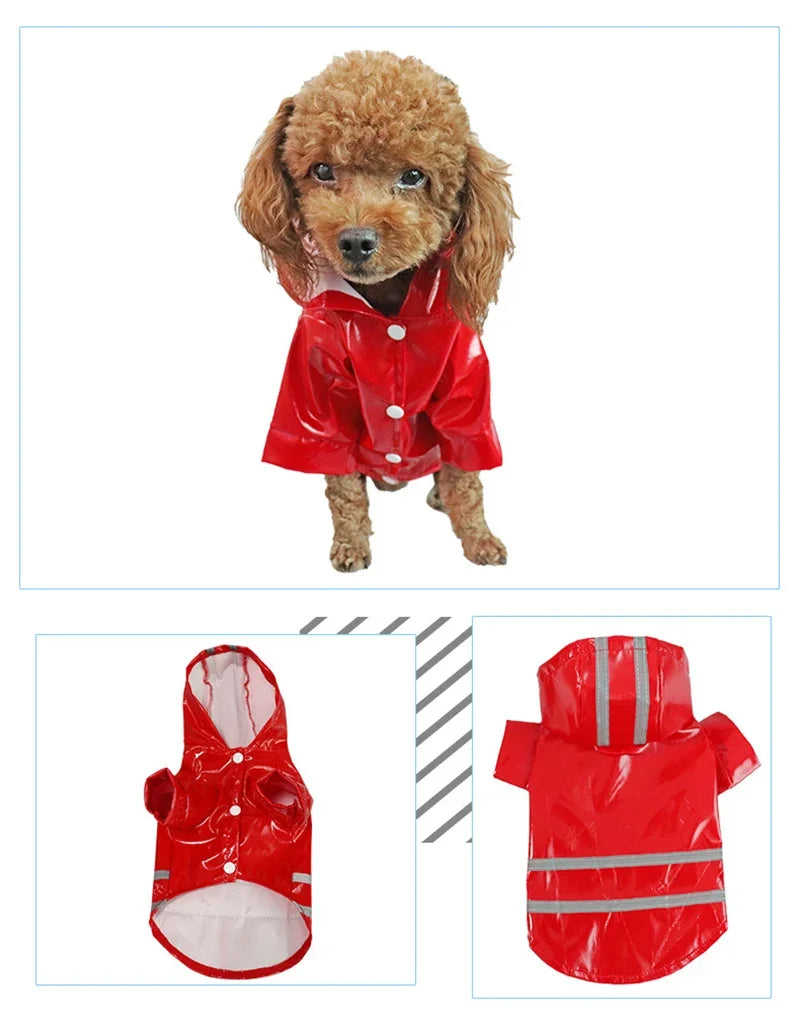 Waterproof Dog Raincoat With Hood PU Material For Dogs And Cats