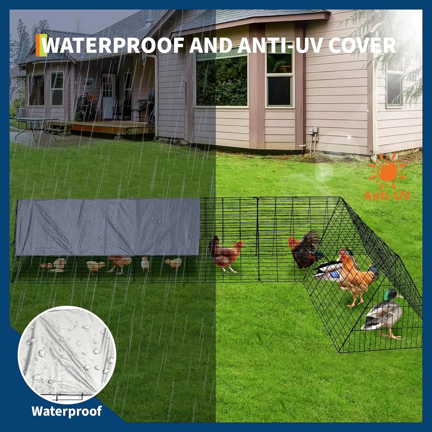 TWISTER.CK Metal Chicken Coop With Run And Tunnels