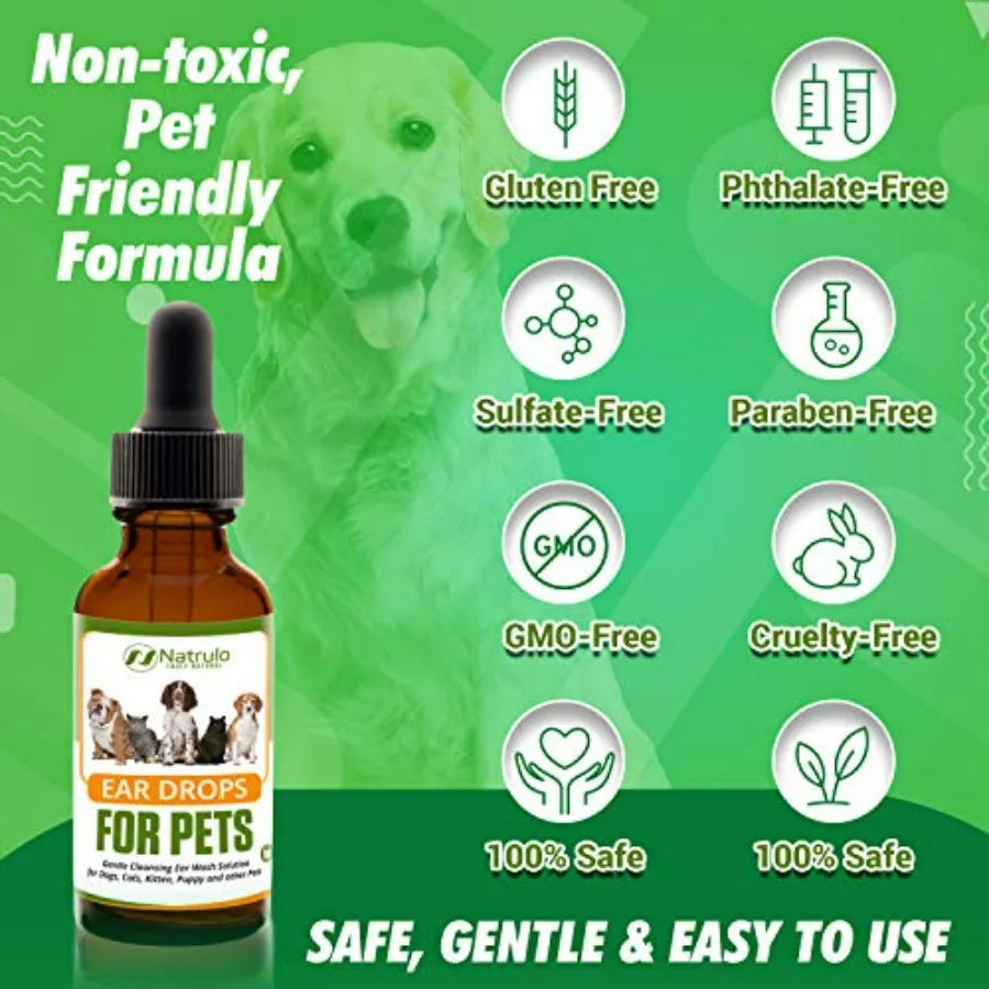 Natural Ear Cleaner for Dogs and Cats Mite Yeast Treatment