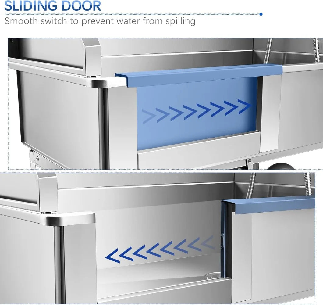 High-concerned ProfessionalGrade Dog Bathing Tub Pet GroomingSystem SlidingDoor Ultra