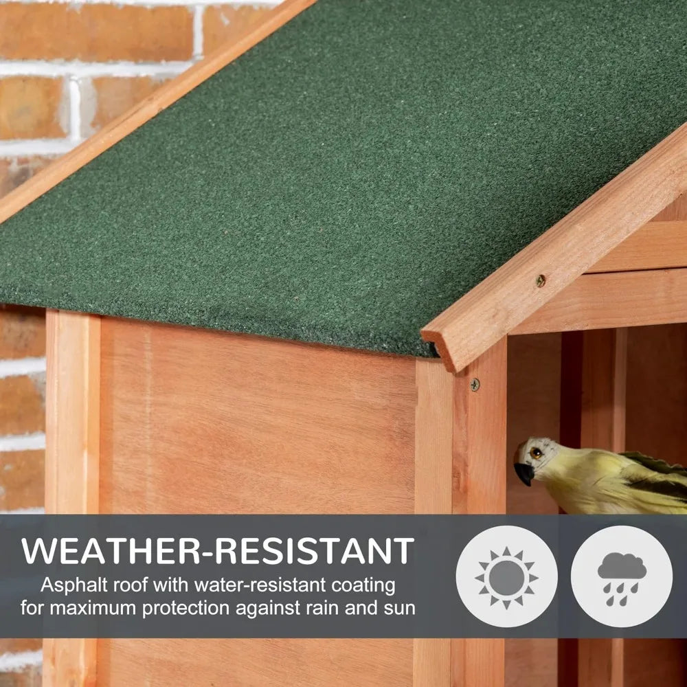 Wooden Outdoor Bird Cage For Finches And Parakeets With Tray