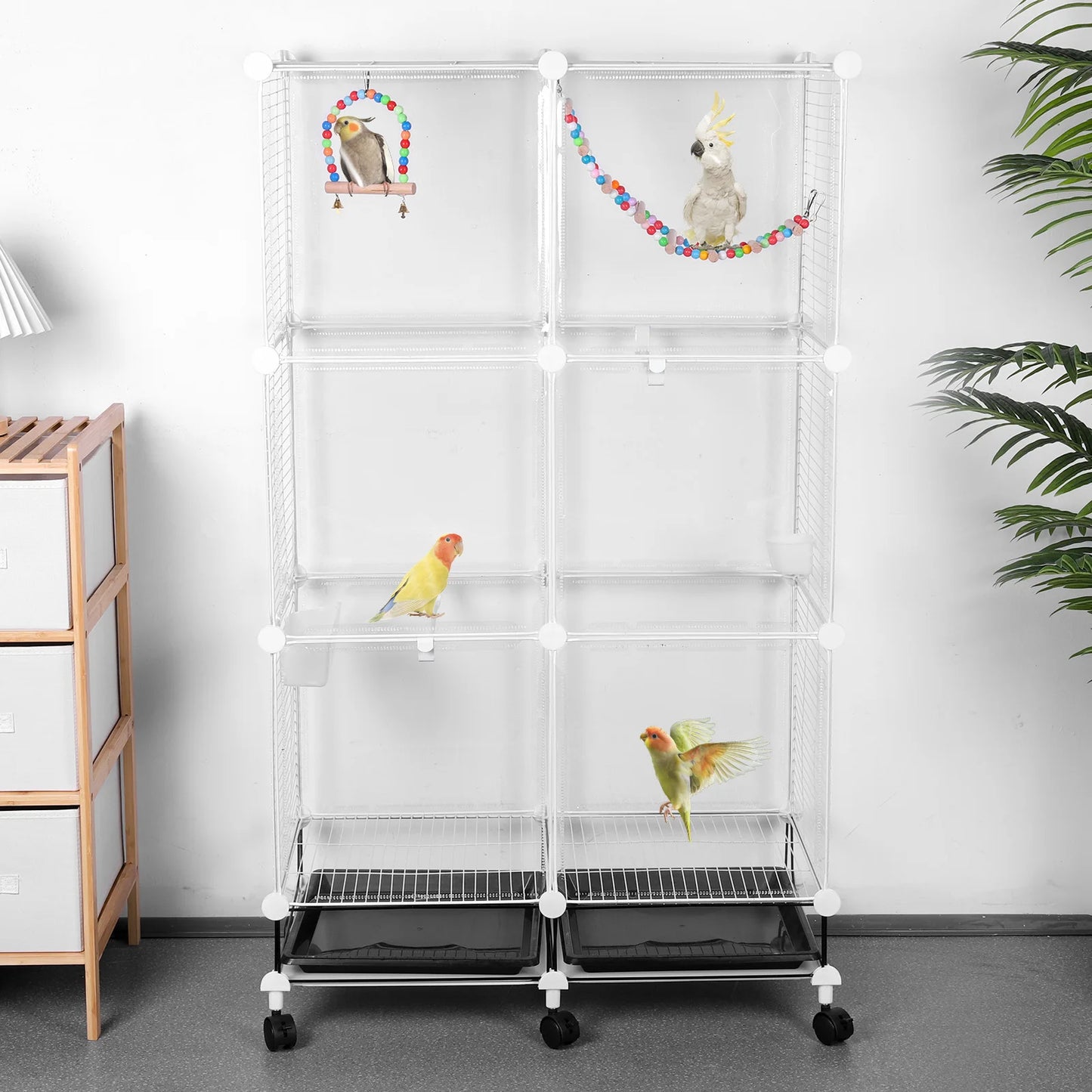 Large Bird Cage Multi Level Aviary With Removable Tray Parrot