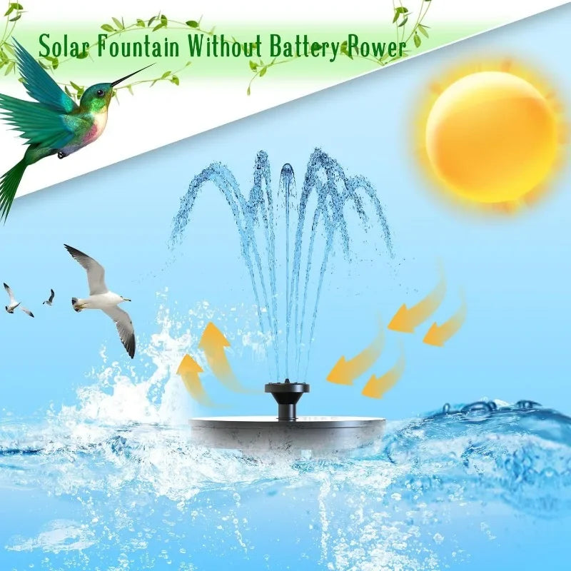 Outdoor Solar Fountain Pump With 6 Nozzles For Bird Bath